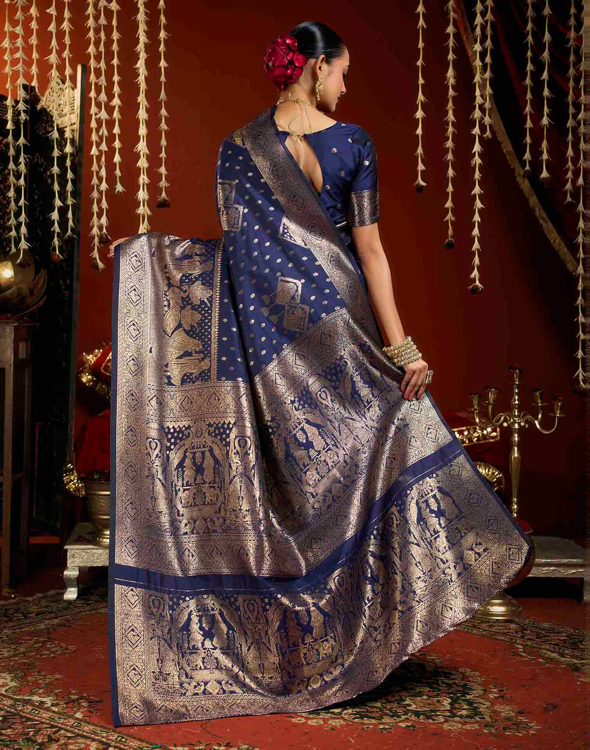 Royal Blue Silk Woven Banarasi Saree