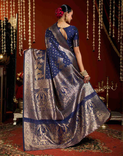 Royal Blue Silk Woven Banarasi Saree