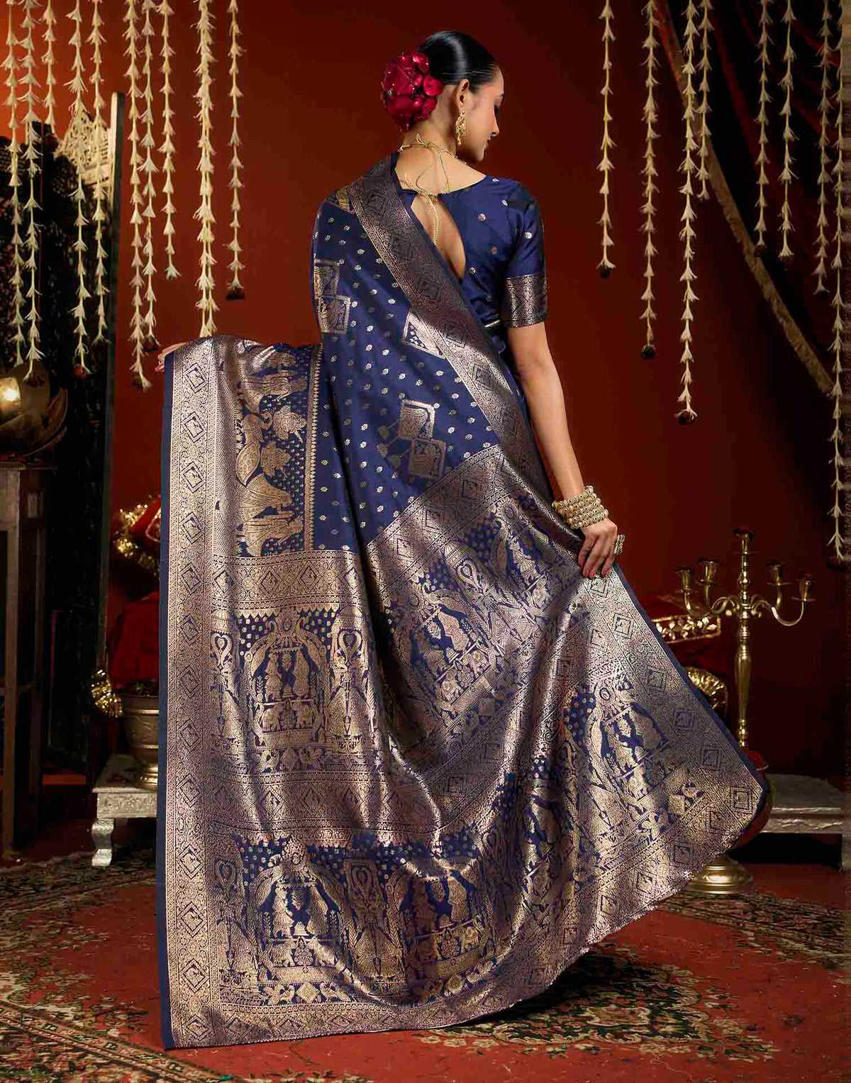 Royal Blue Silk Woven Banarasi Saree