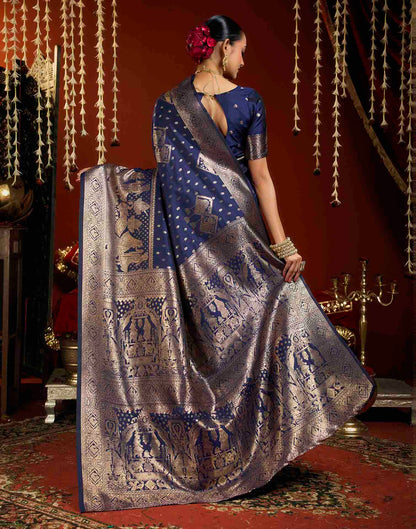 Royal Blue Silk Woven Banarasi Saree