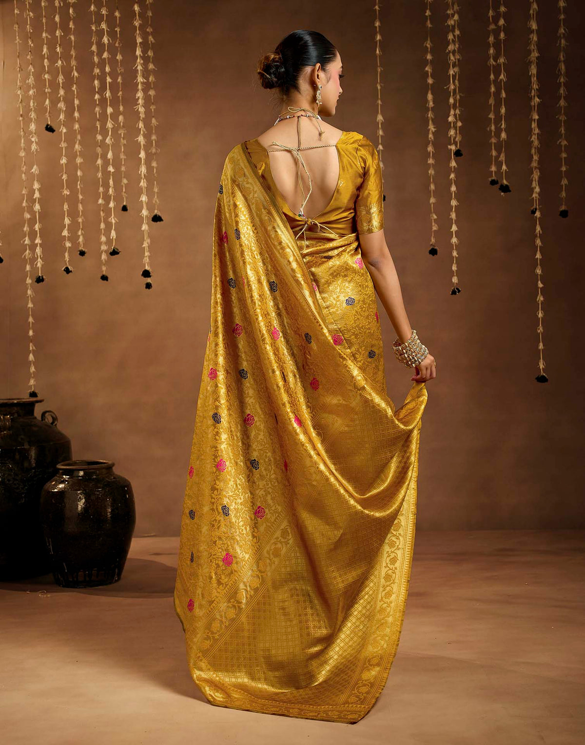 Yellow Silk Woven Banarasi Saree