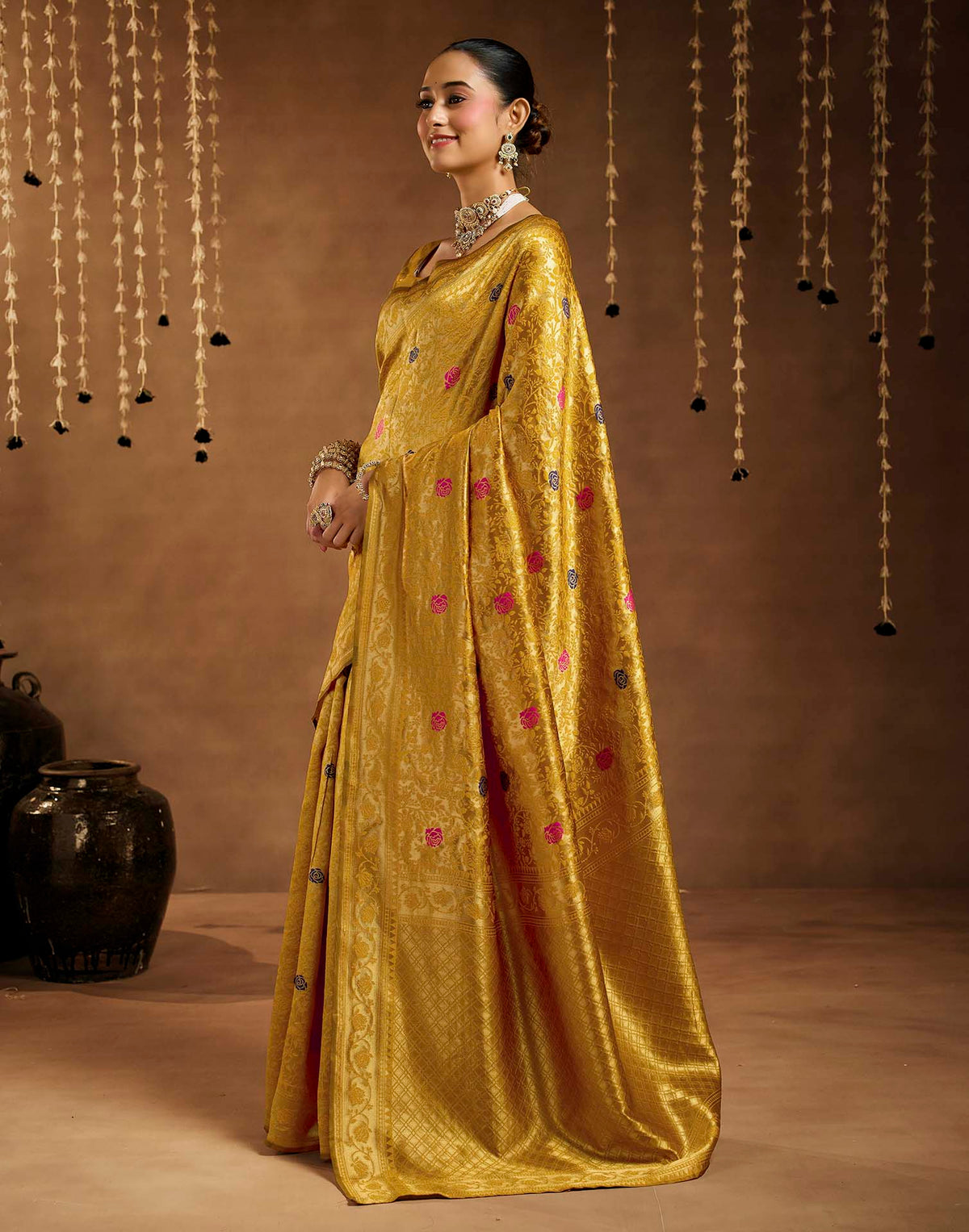 Yellow Silk Woven Banarasi Saree