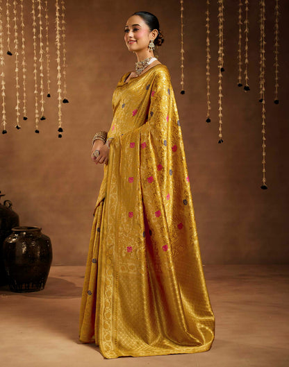 Yellow Silk Woven Banarasi Saree