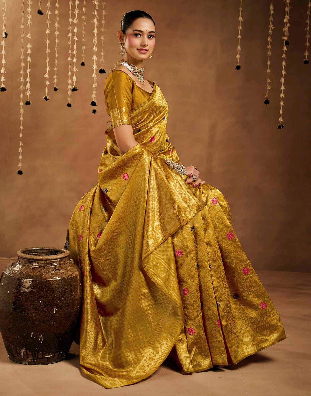 Yellow Silk Woven Banarasi Saree