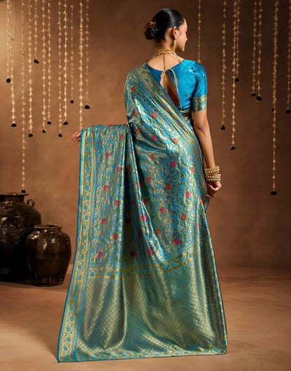 Blue Silk Woven Banarasi Saree