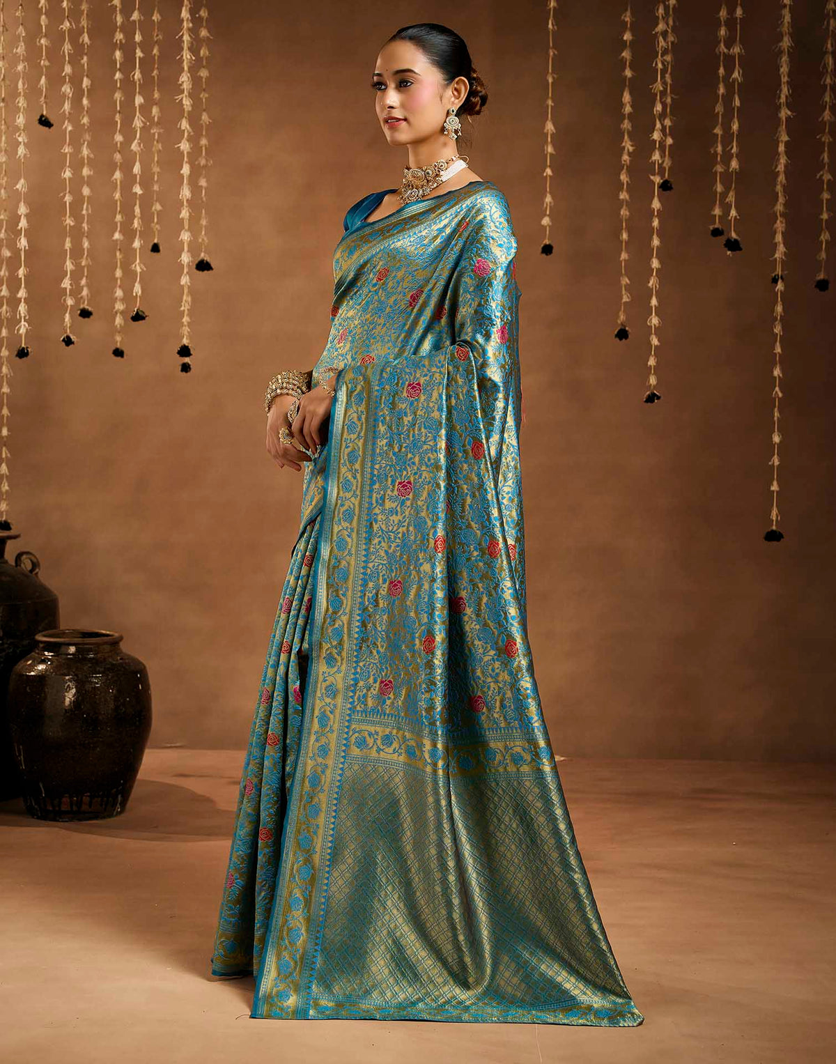 Blue Silk Woven Banarasi Saree