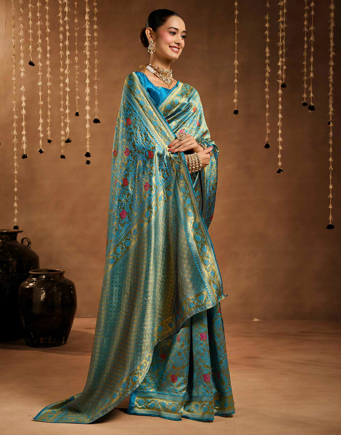 Blue Silk Woven Banarasi Saree