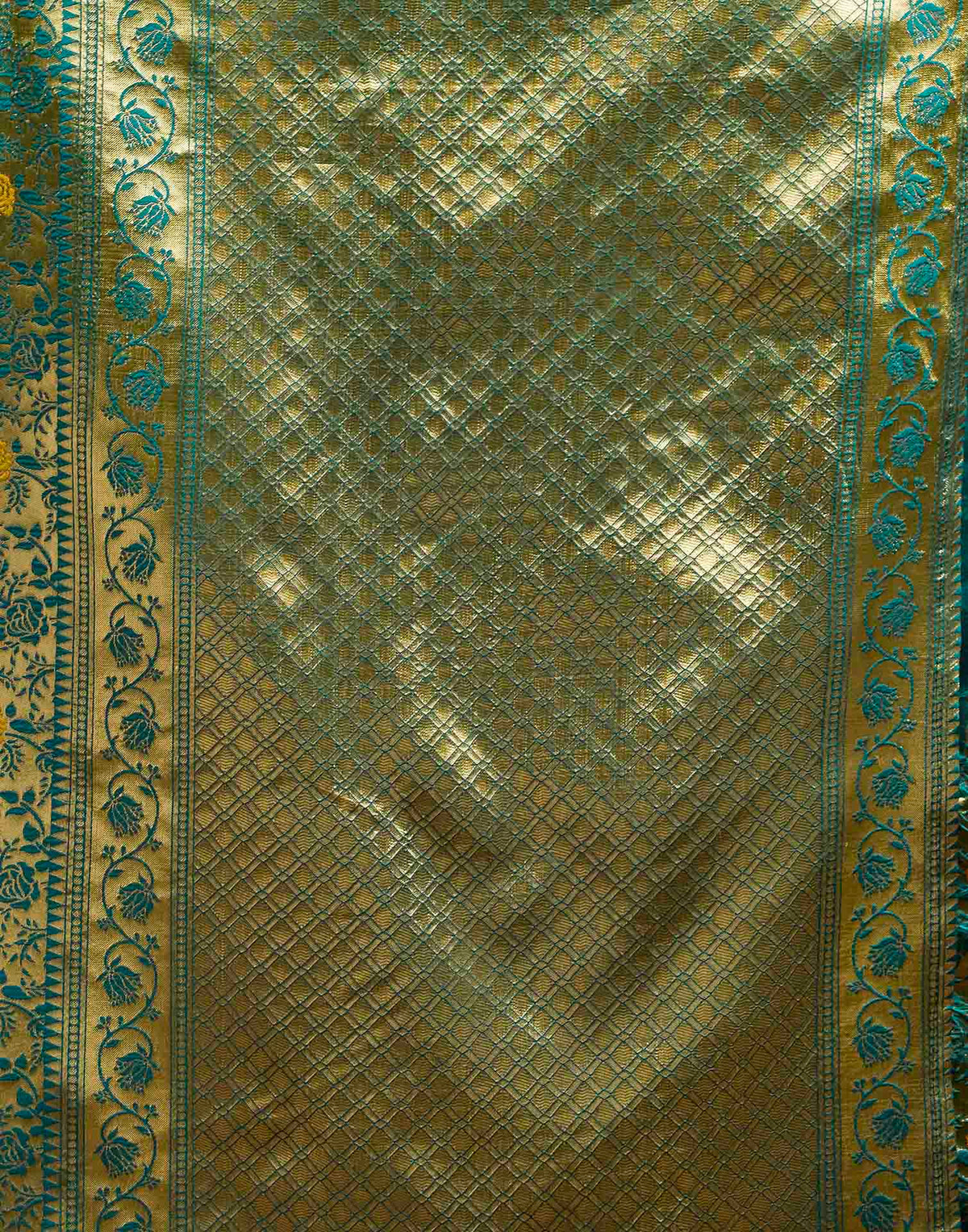 Teal Green Silk Woven Banarasi Saree