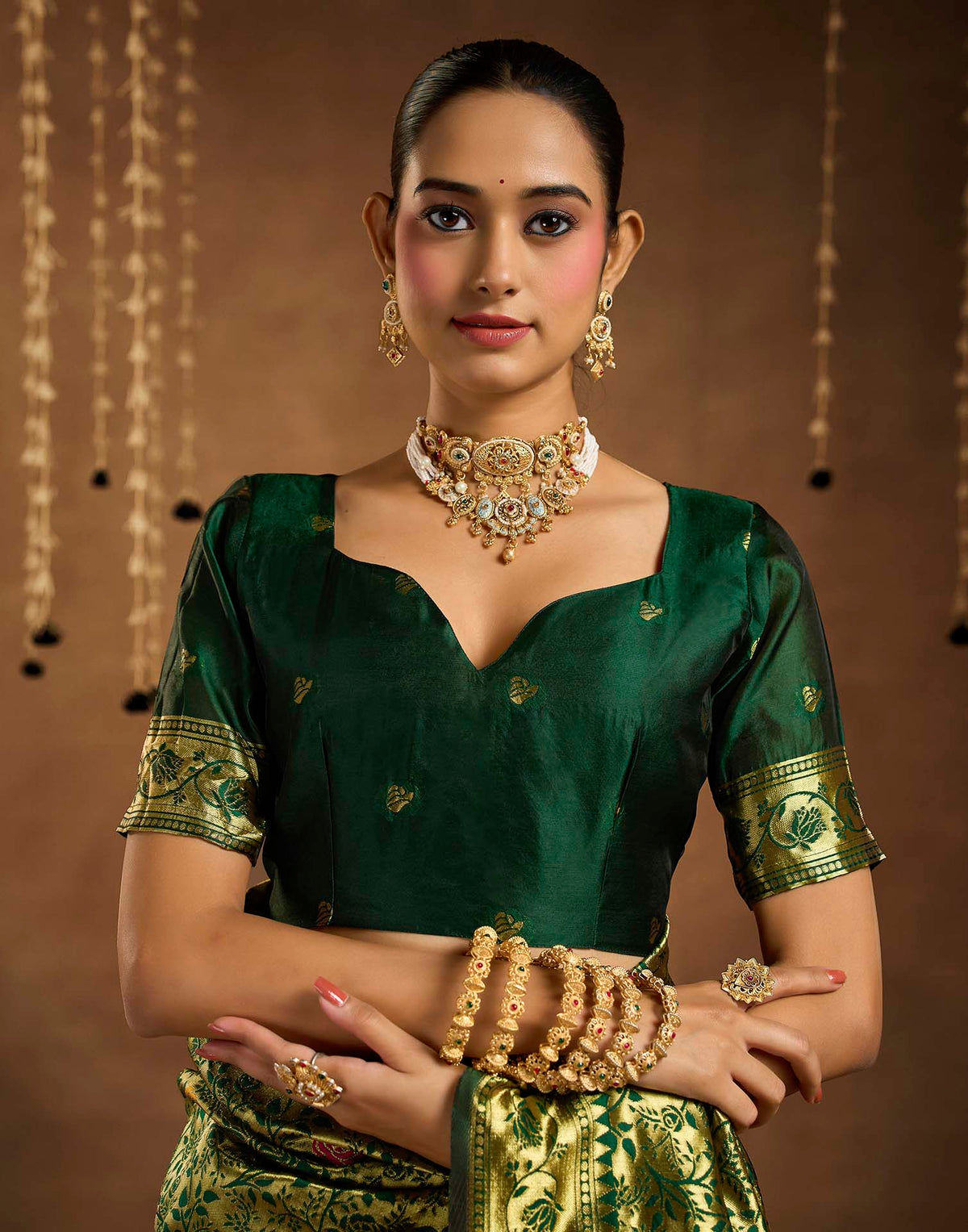 Dark Green Silk Woven Banarasi Saree