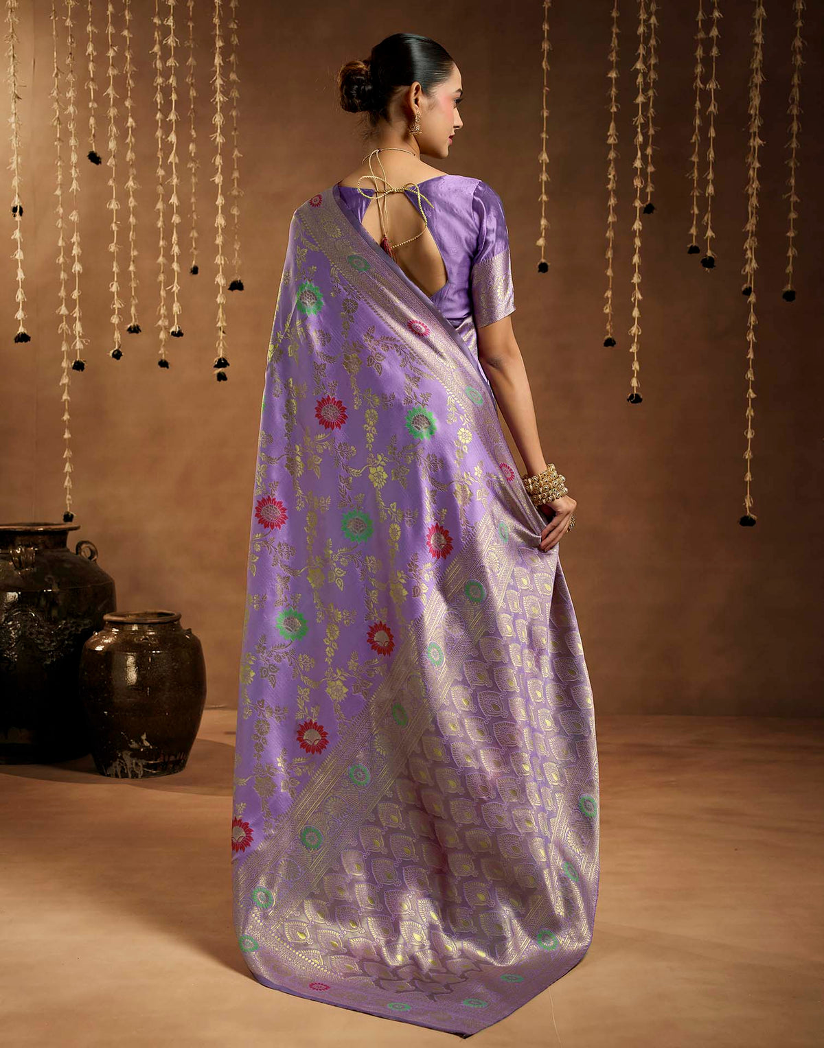 Lavender Silk Woven Banarasi Saree