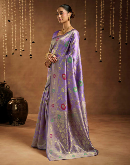 Lavender Silk Woven Banarasi Saree