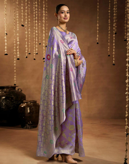 Lavender Silk Woven Banarasi Saree