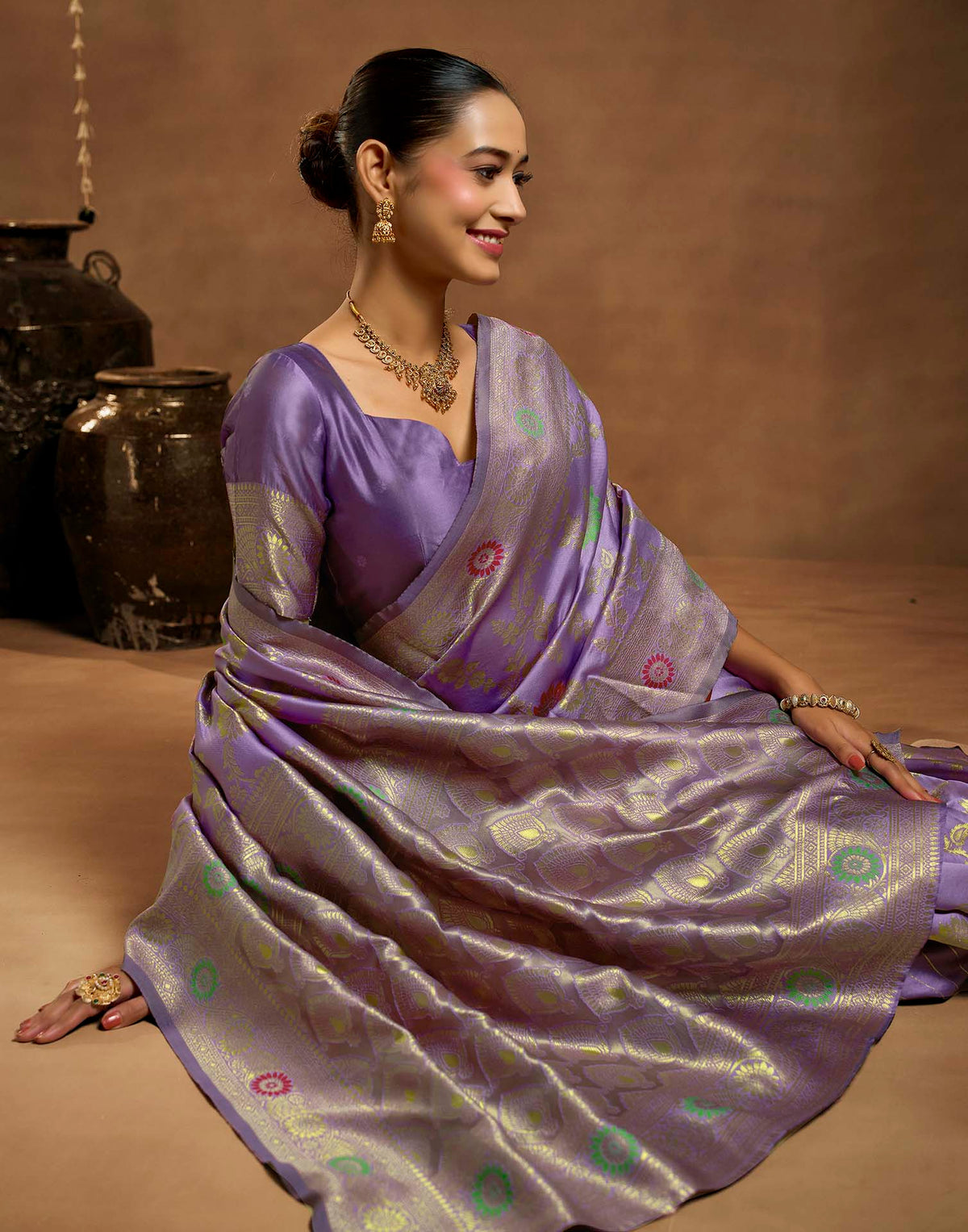 Lavender Silk Woven Banarasi Saree