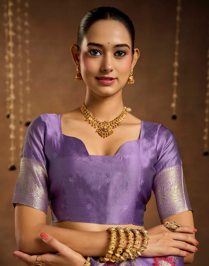 Lavender Silk Woven Banarasi Saree