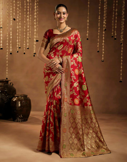 Red Silk Woven Banarasi Saree