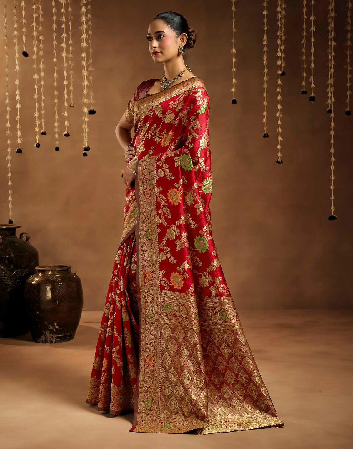Red Silk Woven Banarasi Saree