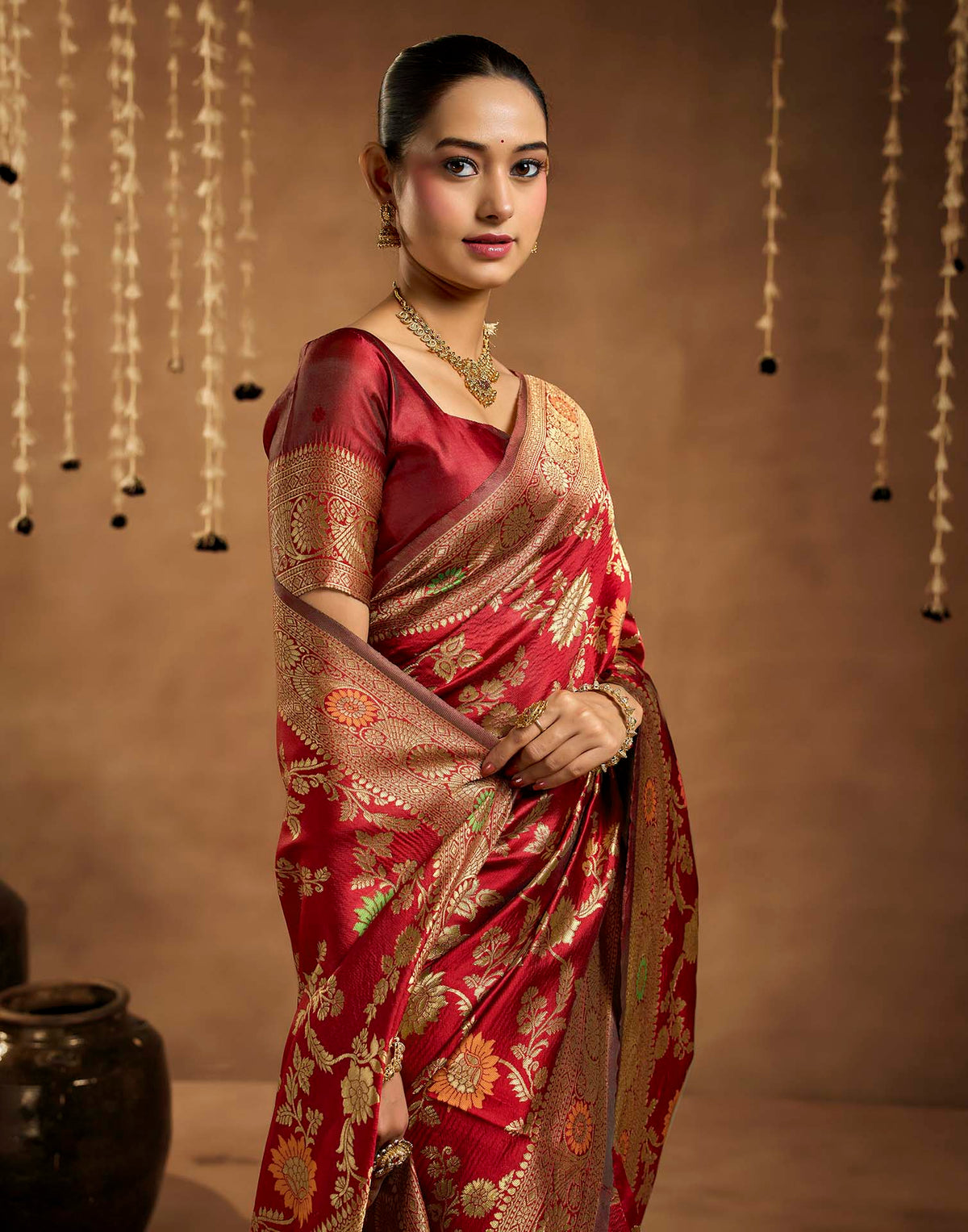 Red Silk Woven Banarasi Saree