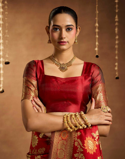 Red Silk Woven Banarasi Saree