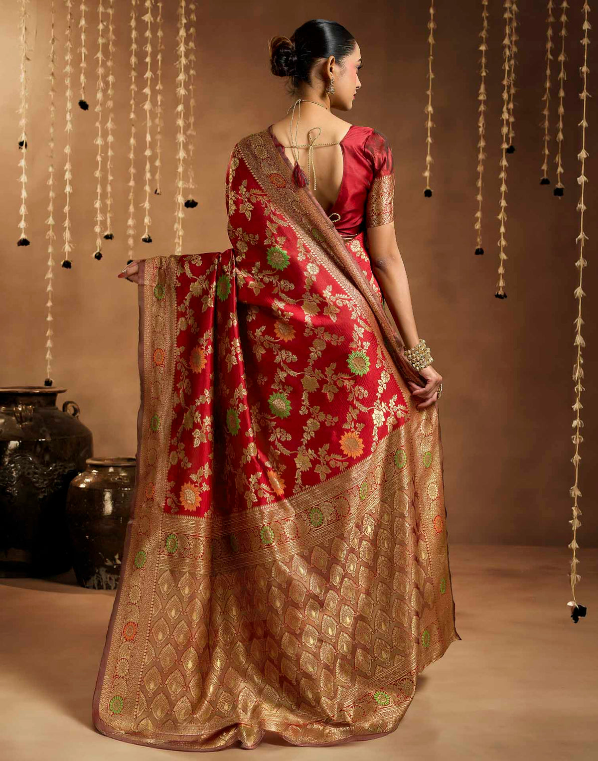 Red Silk Woven Banarasi Saree