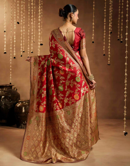 Red Silk Woven Banarasi Saree
