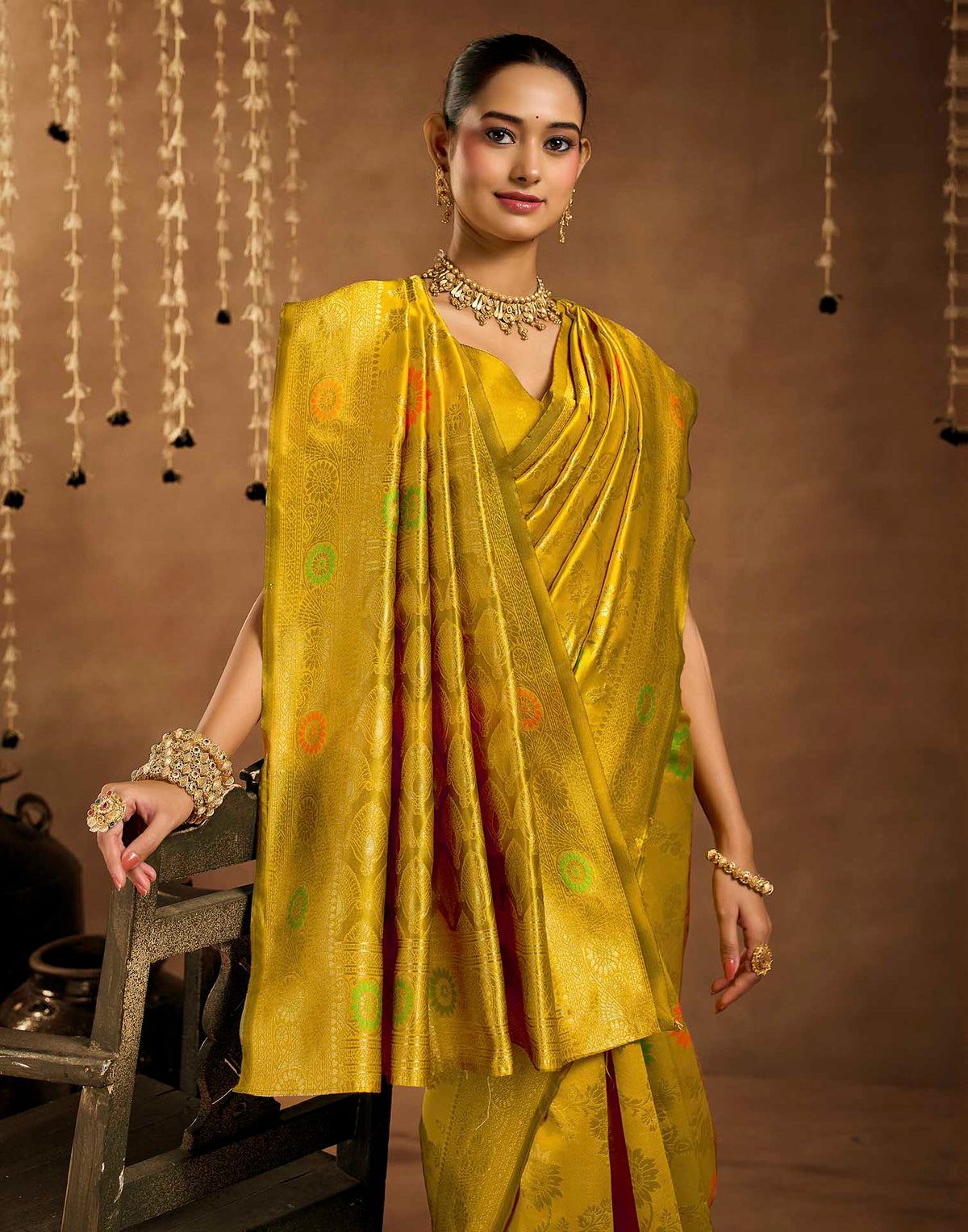 Yellow Silk Woven Banarasi Saree