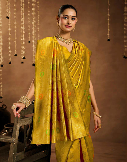 Yellow Silk Woven Banarasi Saree