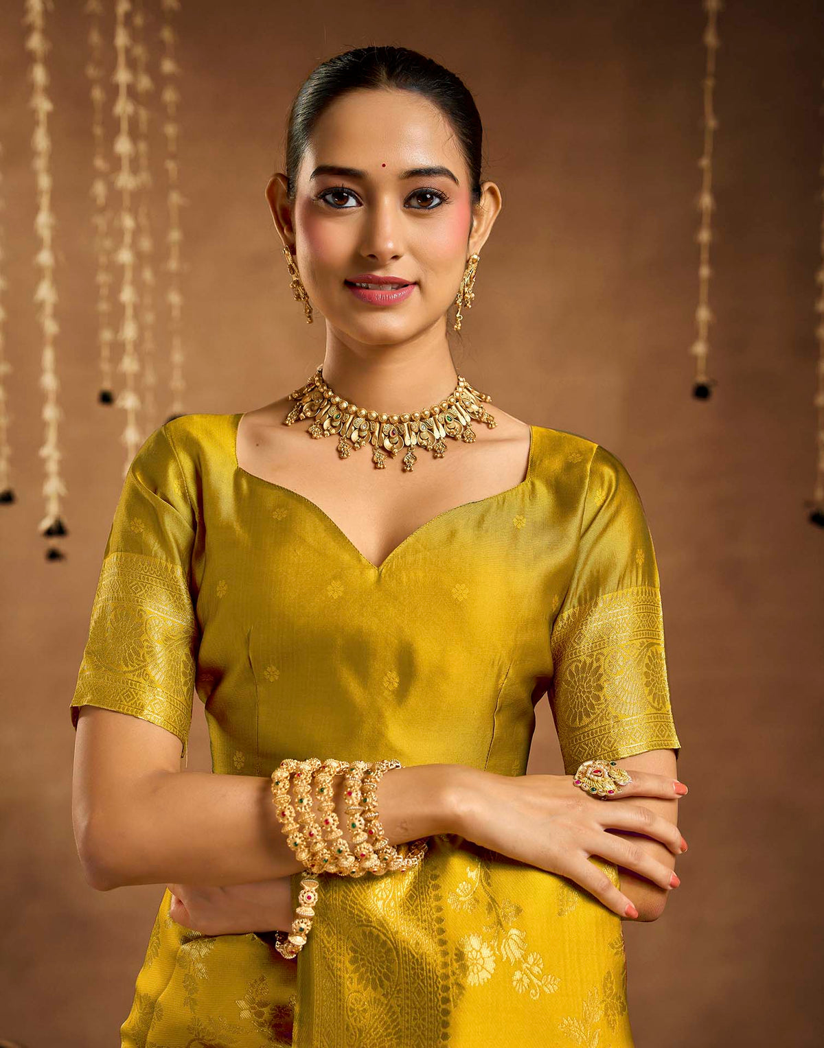 Yellow Silk Woven Banarasi Saree