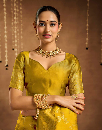 Yellow Silk Woven Banarasi Saree