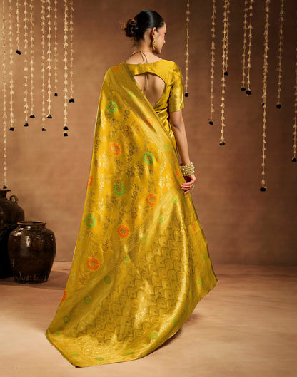 Yellow Silk Woven Banarasi Saree