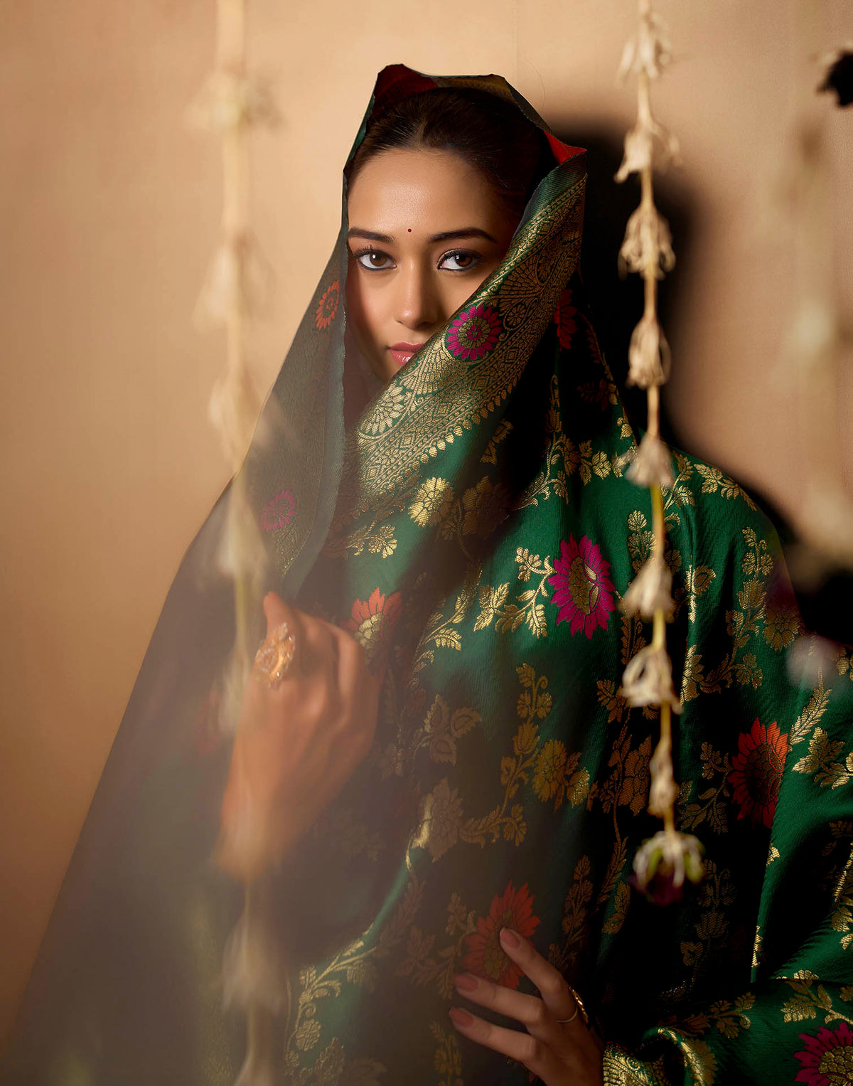 Dark Green Silk Woven Banarasi Saree