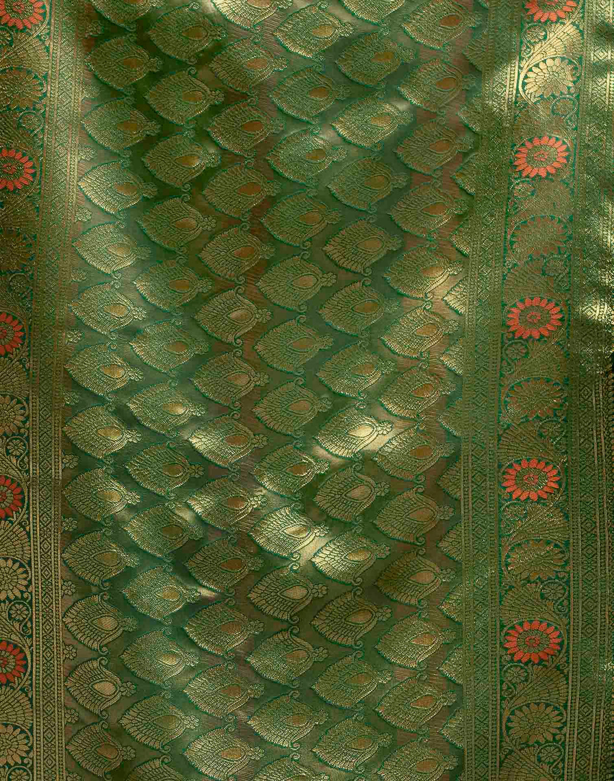 Dark Green Silk Woven Banarasi Saree
