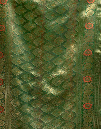 Dark Green Silk Woven Banarasi Saree