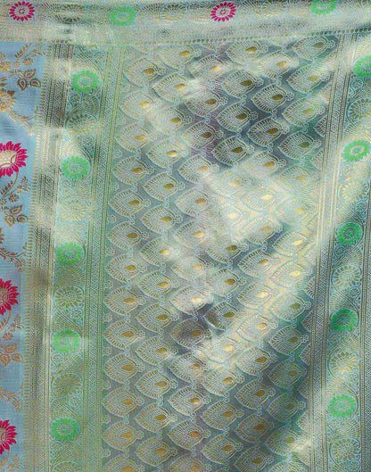 Sky Blue Silk Woven Banarasi Saree