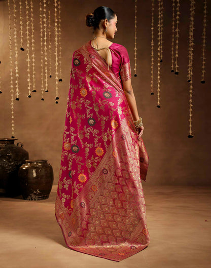Pink Silk Woven Banarasi Saree
