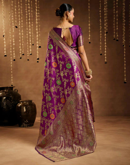 Purple Silk Woven Banarasi Saree