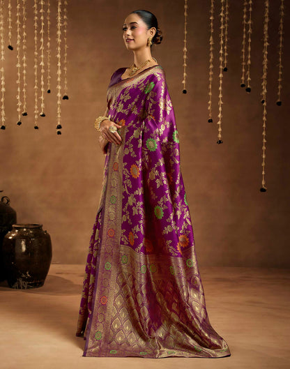 Purple Silk Woven Banarasi Saree