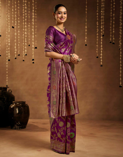 Purple Silk Woven Banarasi Saree