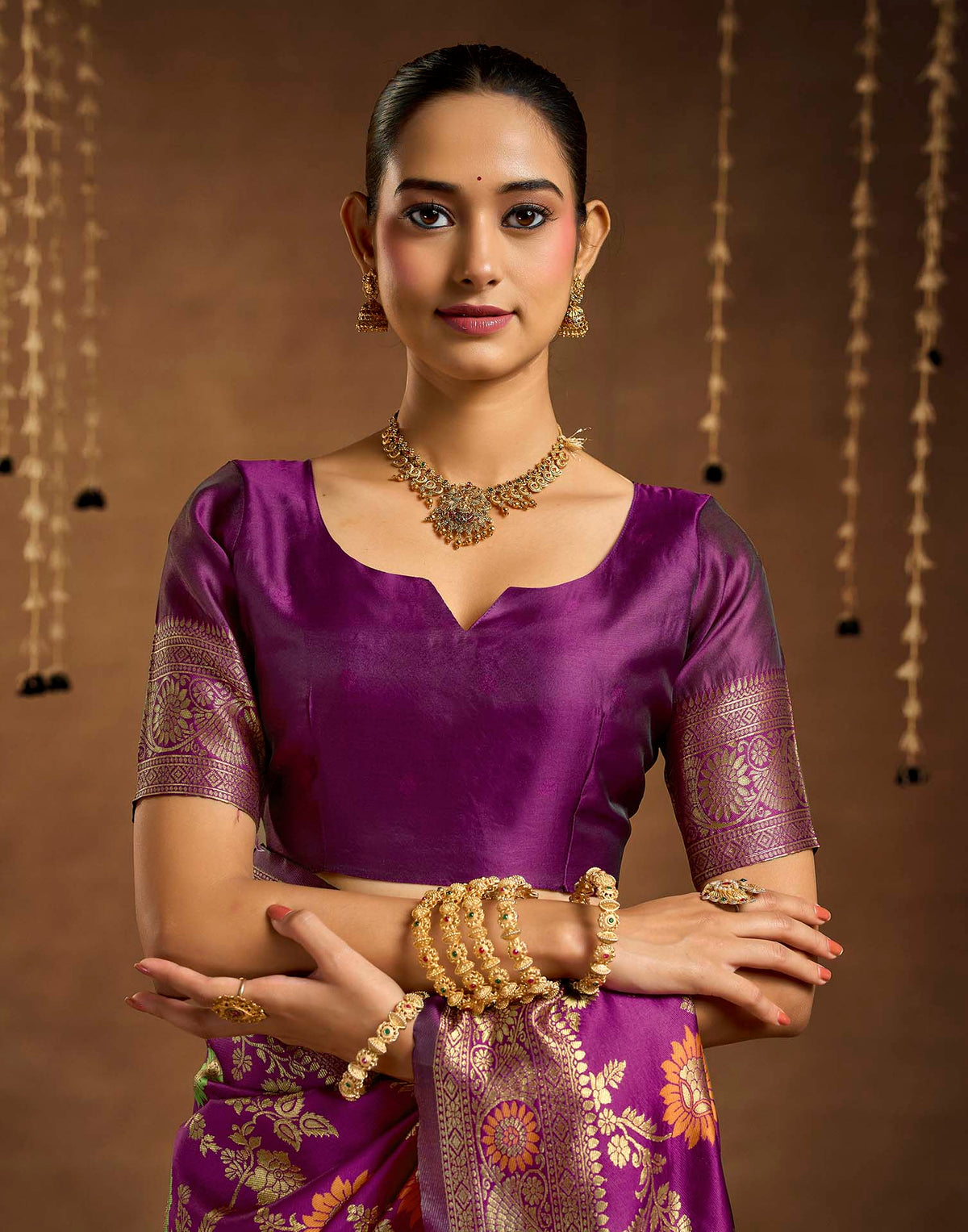 Purple Silk Woven Banarasi Saree