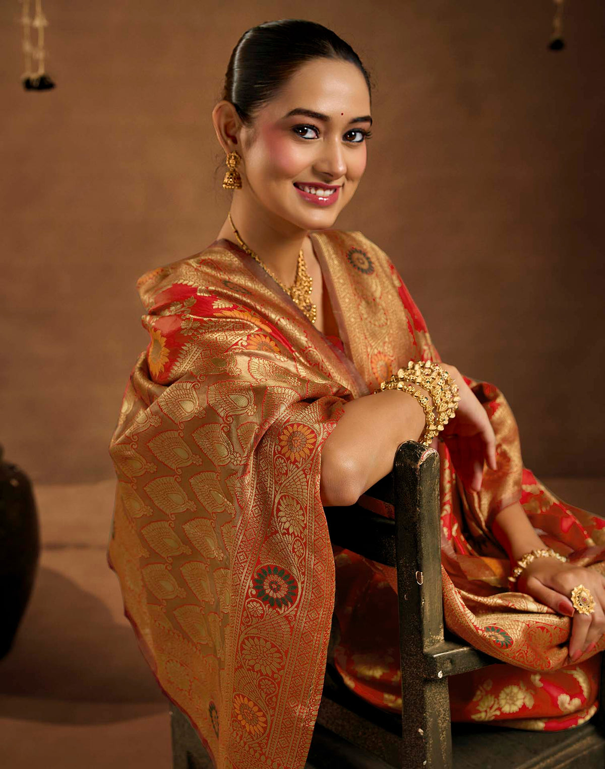 Red Silk Woven Banarasi Saree