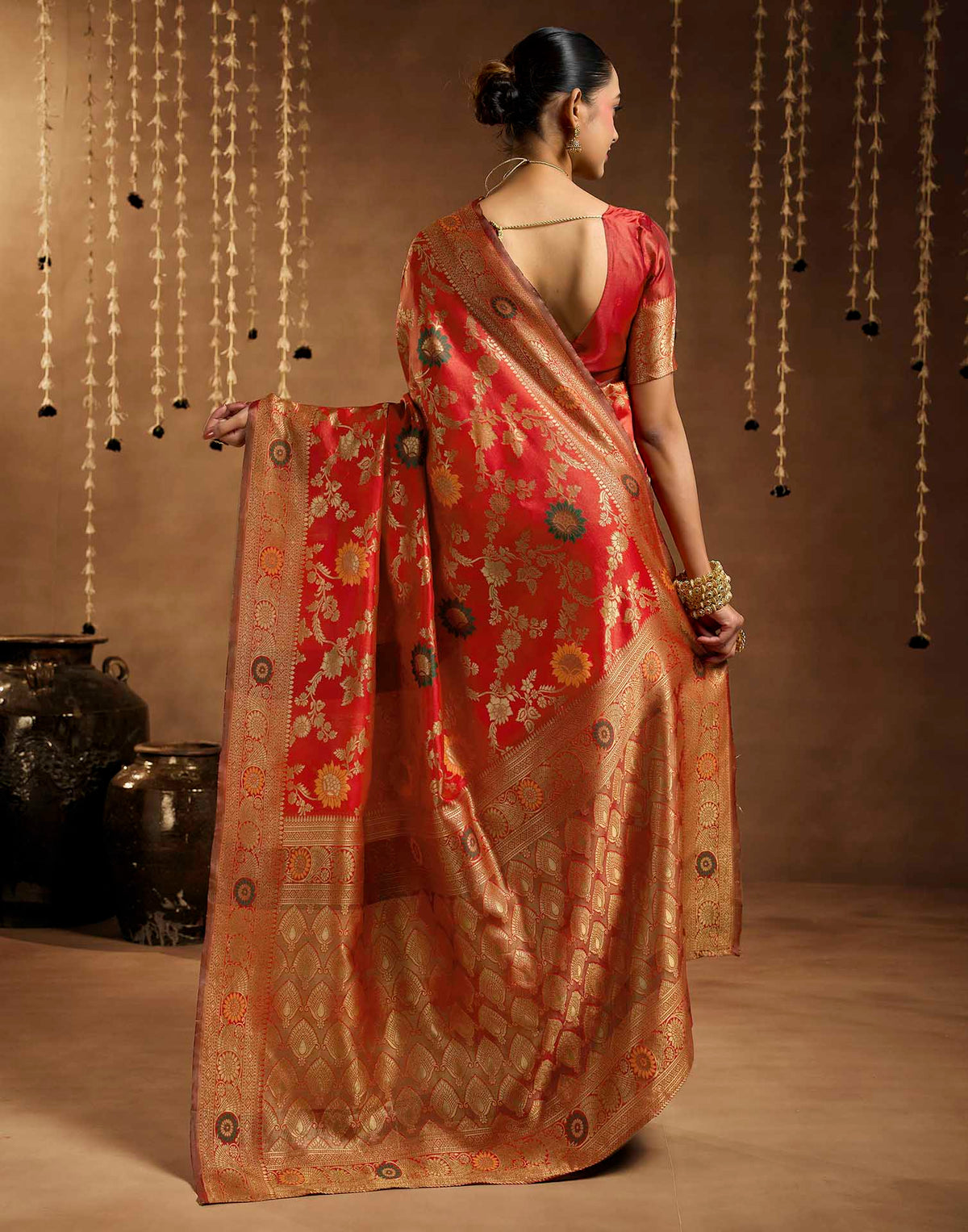 Red Silk Woven Banarasi Saree
