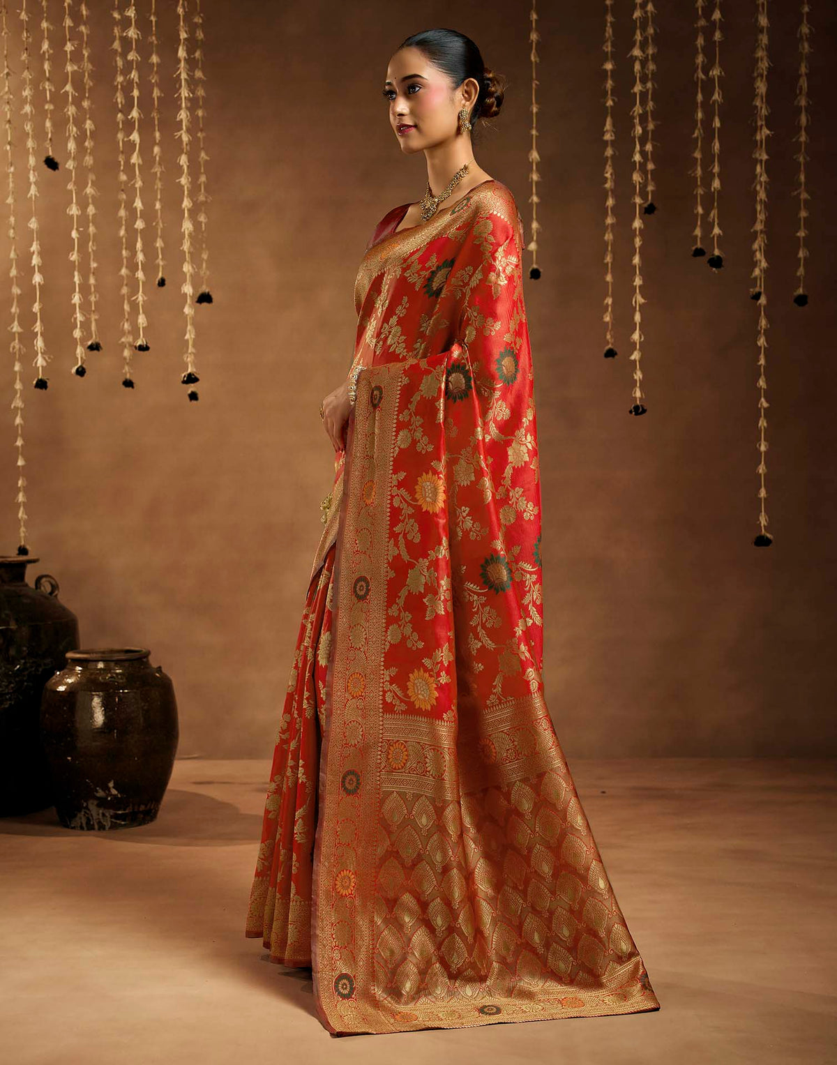 Red Silk Woven Banarasi Saree