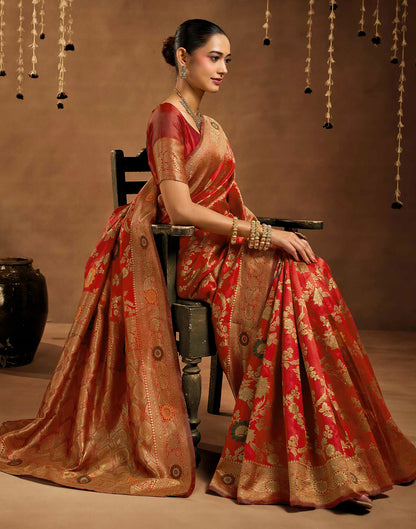 Red Silk Woven Banarasi Saree