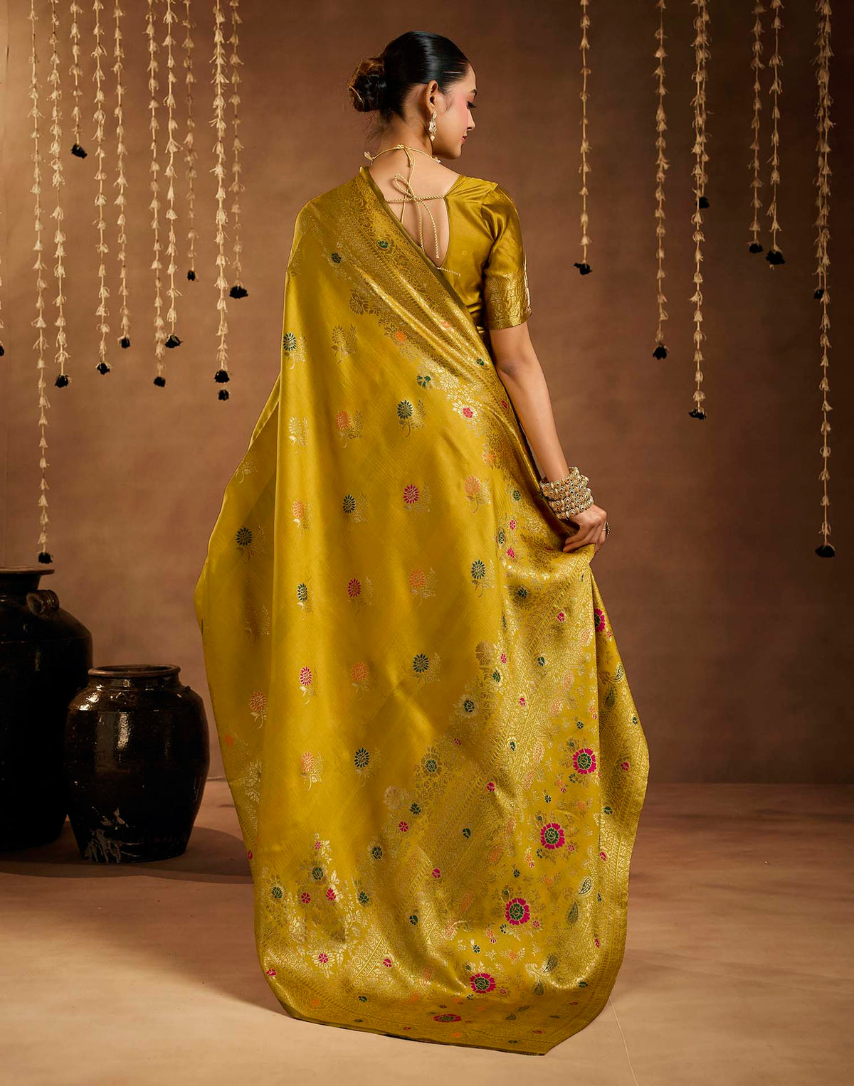 Yellow Silk Woven Banarasi Saree
