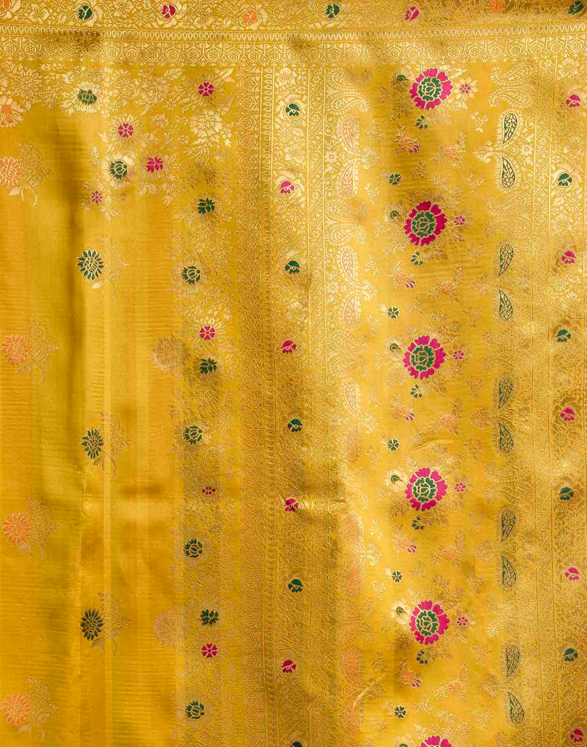 Yellow Silk Woven Banarasi Saree