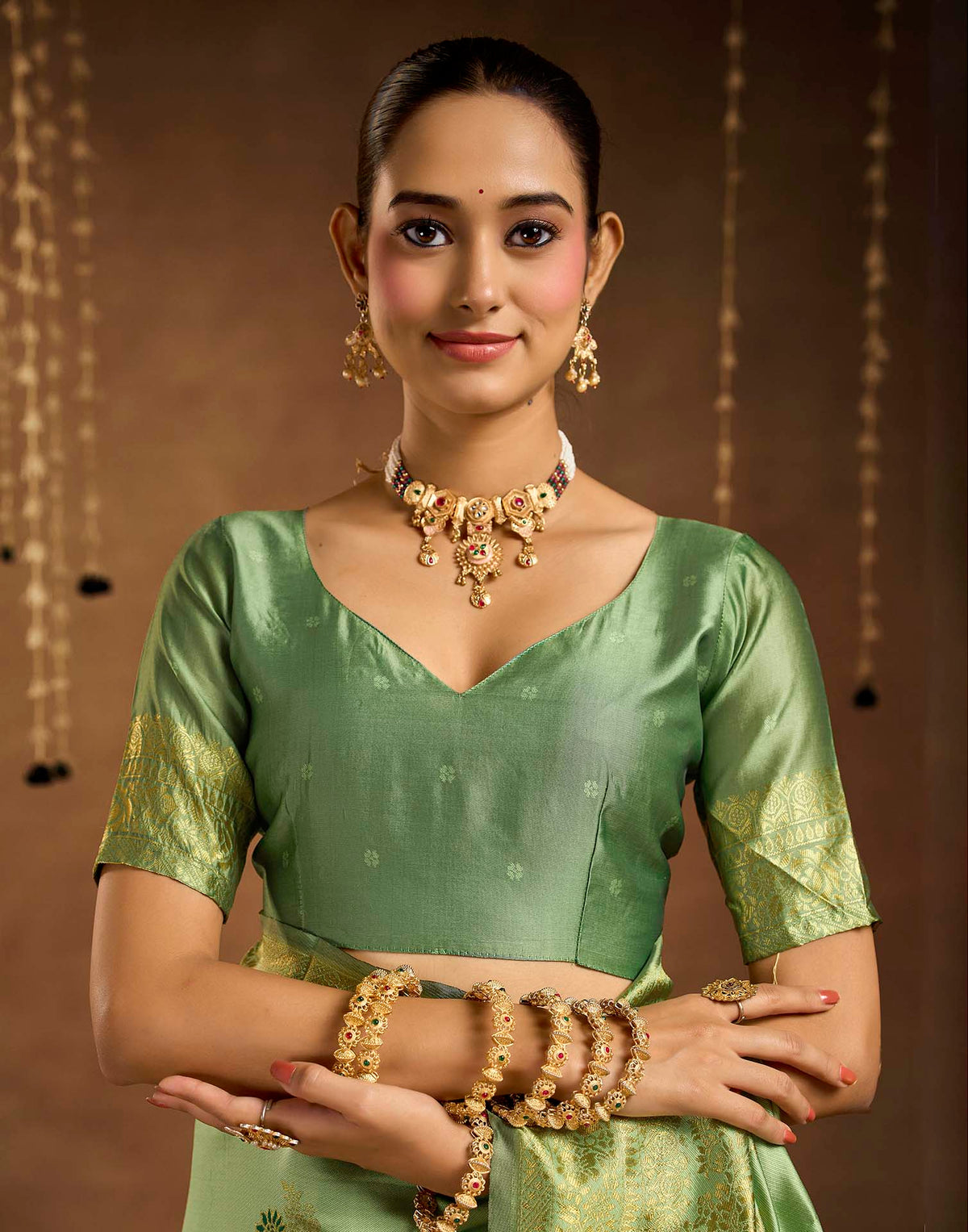 Pista Green Silk Woven Banarasi Saree