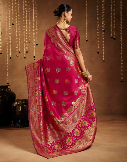 Pink Silk Woven Banarasi Saree