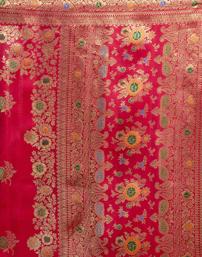 Pink Silk Woven Banarasi Saree