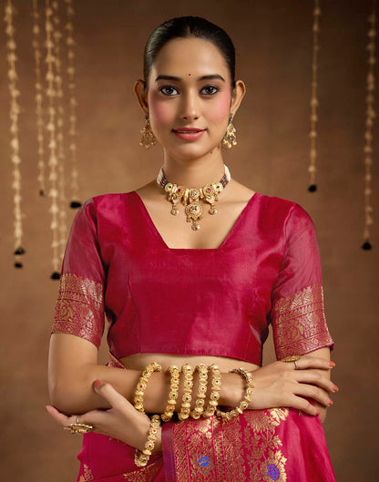 Pink Silk Woven Banarasi Saree