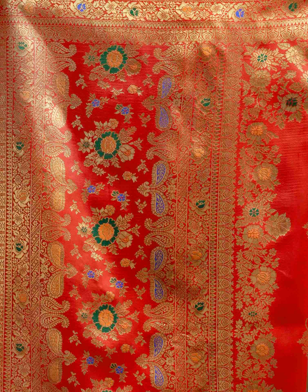 Bright Red Silk Woven Banarasi Saree