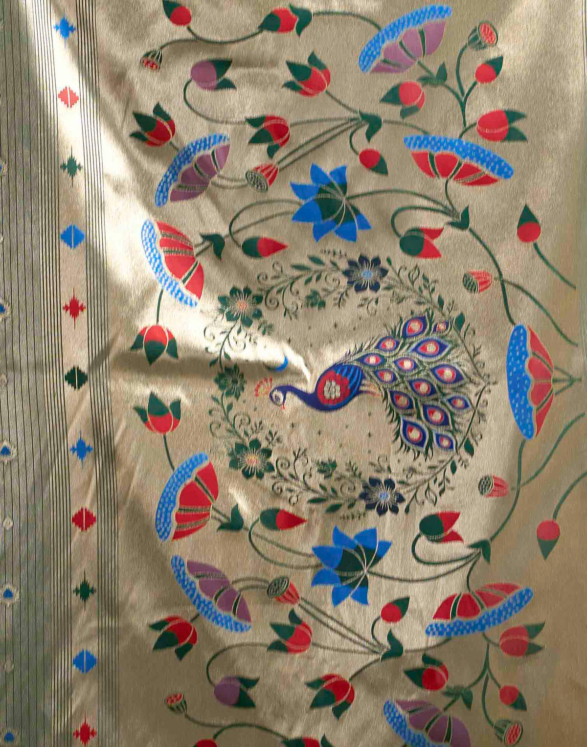 Sage Green Silk Woven Paithani Saree
